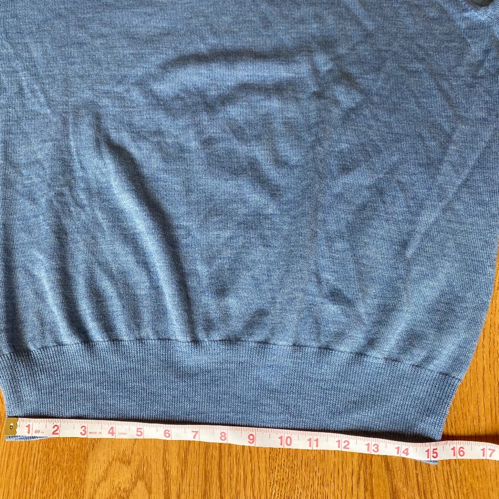Peter Millar V-Neck Sweater long sleeve merino wool blue Large - Picture 6 of 16